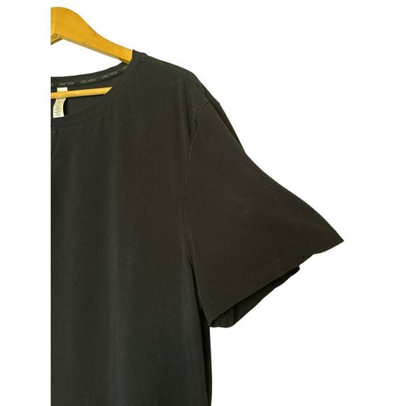 CRZ Yoga Women's Stretch Pima Cotton Short Sleeve Henley T-Shirt Size XXL Black - Picture 3 of 7